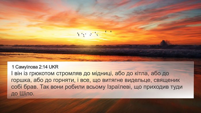 1 Самуїлова 2:14 UKR 4K Wallpaper - І він із грюкотом стромляв - 4K Wallpaper Bible Verse