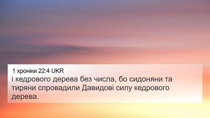1 хроніки 22:4 UKR Bible Verse Image