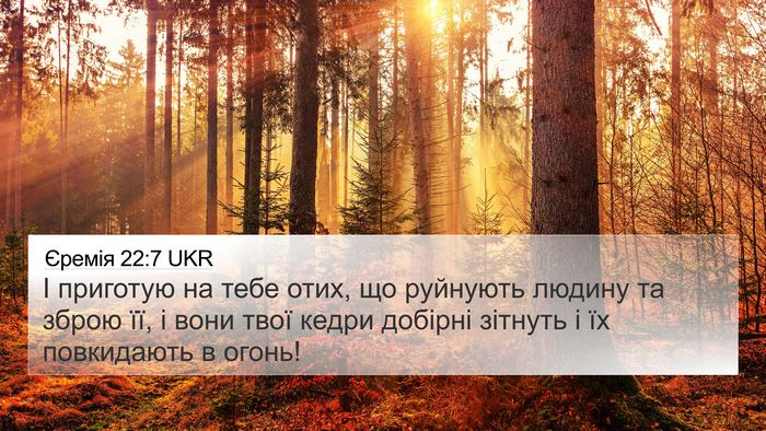 Єремія 22:7 UKR 4K Wallpaper - І приготую на тебе отих, що - 4K Wallpaper Bible Verse
