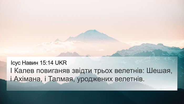 Ісус Навин 15:14 UKR Bible Verse Image