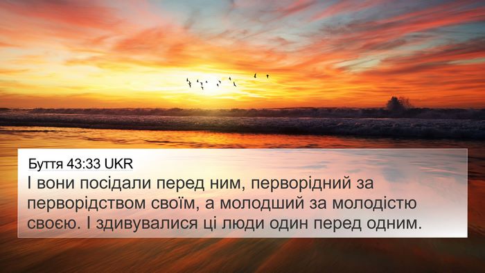 Буття 43:33 UKR Bible Verse Image