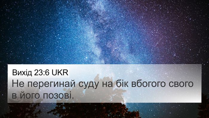 Вихід 23:6 UKR Bible Verse Image