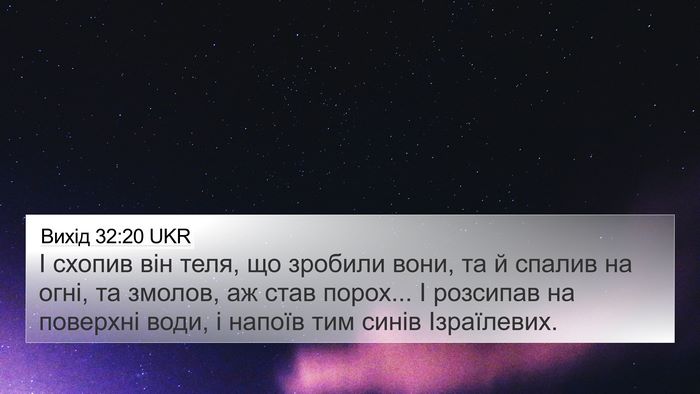 Вихід 32:20 UKR Bible Verse Image