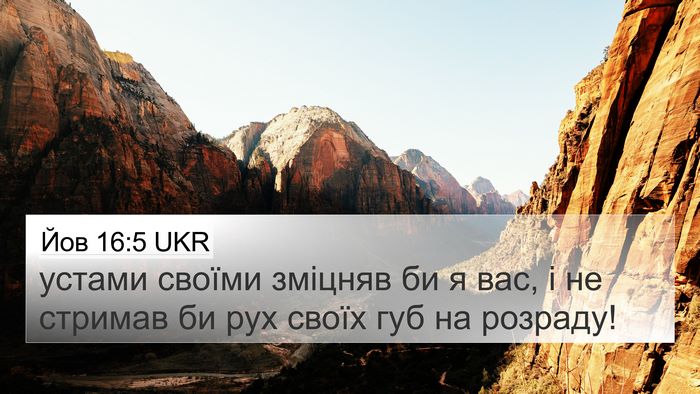 Йов 16:5 UKR 4K Wallpaper - устами своїми зміцняв би я - 4K Wallpaper Bible Verse