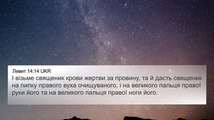 Левит 14:14 UKR Bible Verse Image