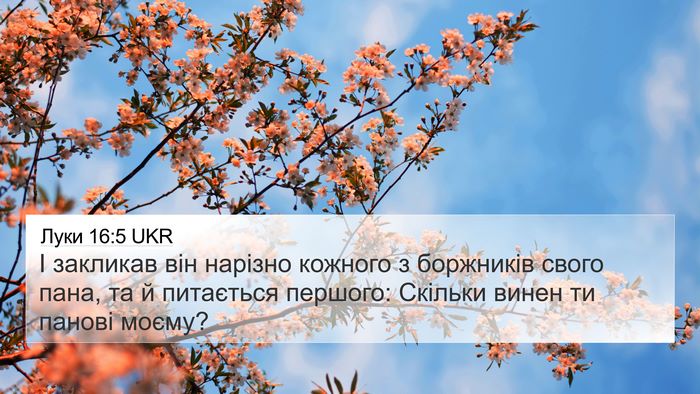 Луки 16:5 UKR 4K Wallpaper - І закликав він нарізно - 4K Wallpaper Bible Verse