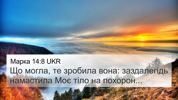Марка 14:8 UKR Bible Verse Image