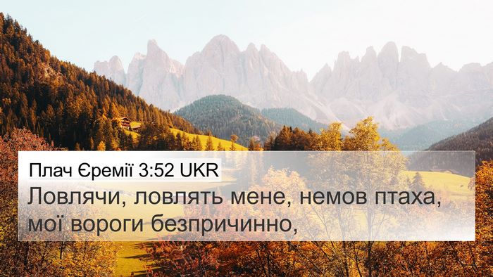 Плач Єремії 3:52 UKR Bible Verse Image