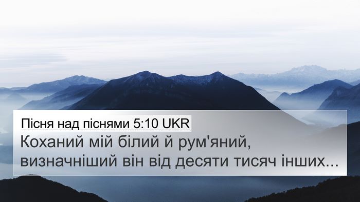 Пісня над піснями 5:10 UKR Bible Verse Image