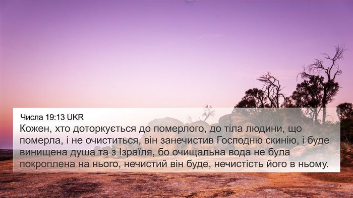 Числа 19:13 UKR 4K Wallpaper - Кожен, хто доторкується до - 4K Wallpaper Bible Verse