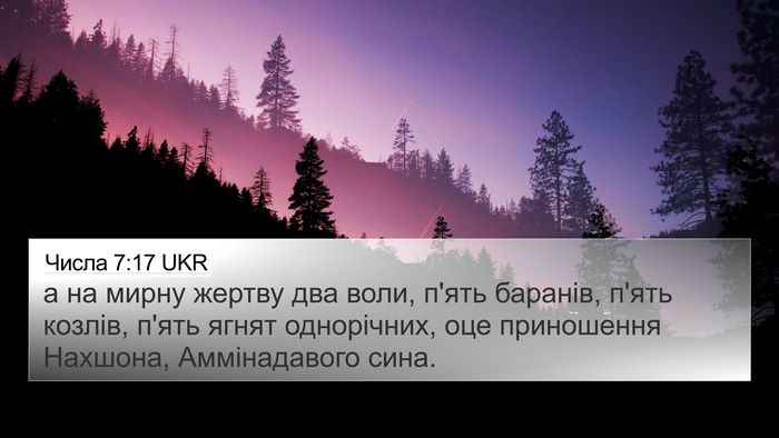 Числа 7:17 UKR Bible Verse Image
