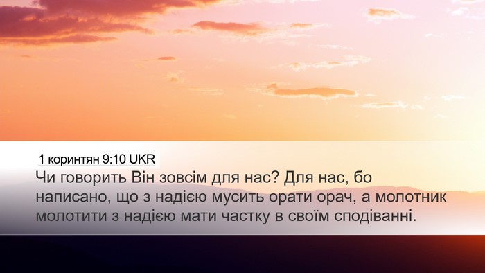 1 коринтян 9:10 UKR Desktop Wallpaper - Чи говорить Він зовсім для - Desktop Bible Verse Wallpaper