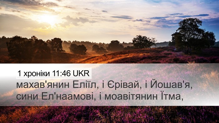 1 хроніки 11:46 UKR Desktop Wallpaper - махав'янин Еліїл, і Єрівай, - Desktop Bible Verse Wallpaper