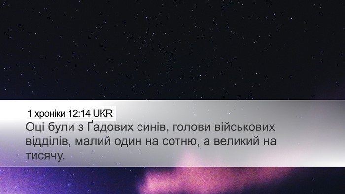 1 хроніки 12:14 UKR Desktop Wallpaper - Оці були з Ґадових синів, - Desktop Bible Verse Wallpaper