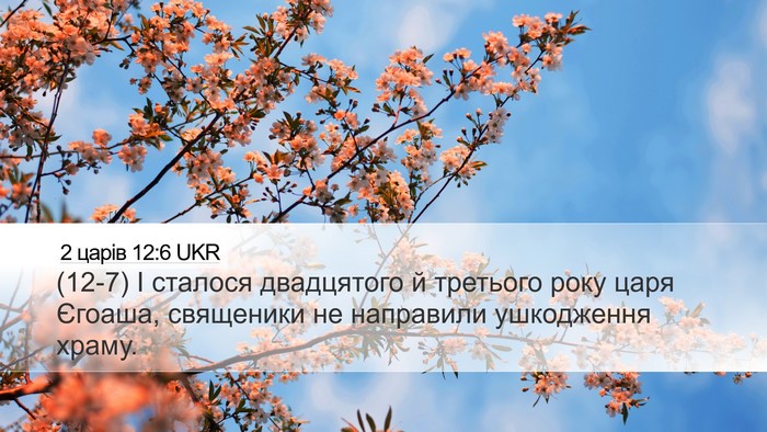 2 царів 12:6 UKR Desktop Wallpaper - (12-7) І сталося двадцятого й - Desktop Bible Verse Wallpaper