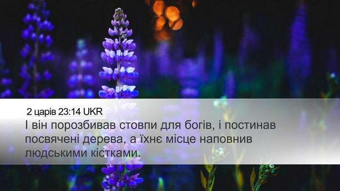 2 царів 23:14 UKR Desktop Wallpaper - І він порозбивав стовпи - Desktop Bible Verse Wallpaper
