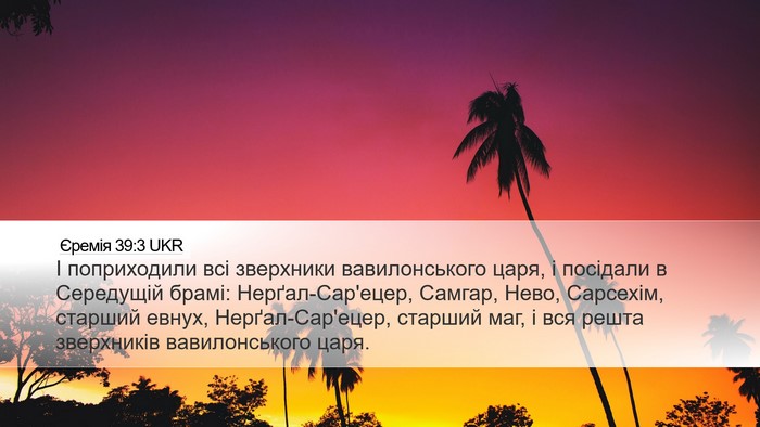 Єремія 39:3 UKR Bible Verse Image