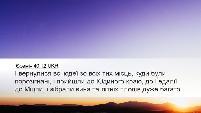 Єремія 40:12 UKR Bible Verse Image