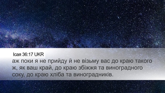 Ісая 36:17 UKR Desktop Wallpaper - аж поки я не прийду й не - Desktop Bible Verse Wallpaper