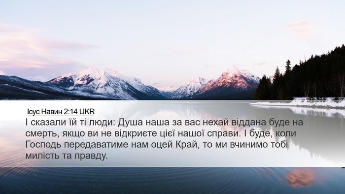 Ісус Навин 2:14 UKR Desktop Wallpaper - І сказали їй ті люди: Душа - Desktop Bible Verse Wallpaper