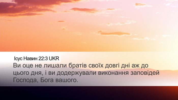 Ісус Навин 22:3 UKR Desktop Wallpaper - Ви оце не лишали братів - Desktop Bible Verse Wallpaper