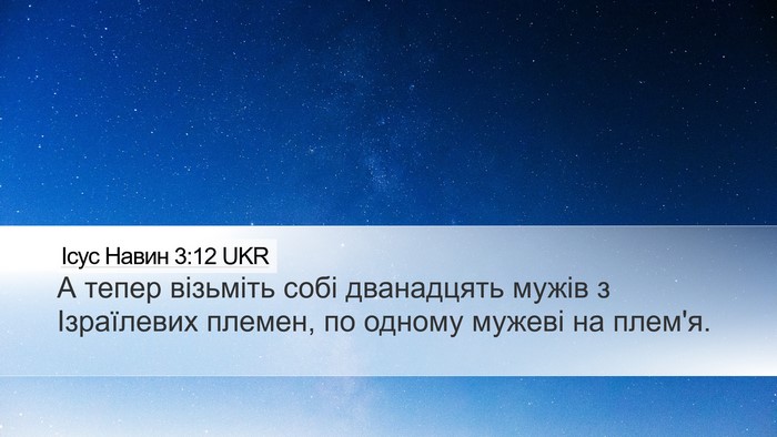 Ісус Навин 3:12 UKR Bible Verse Image