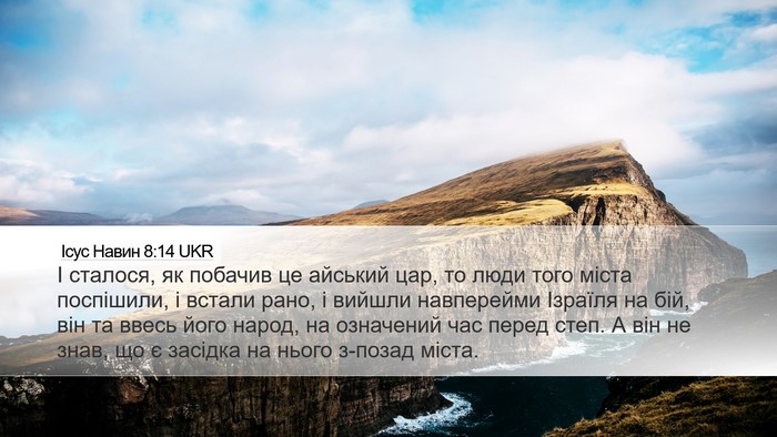 Ісус Навин 8:14 UKR Desktop Wallpaper - І сталося, як побачив це - Desktop Bible Verse Wallpaper