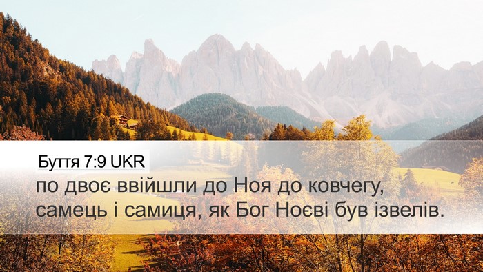 Буття 7:9 UKR Desktop Wallpaper - по двоє ввійшли до Ноя до - Desktop Bible Verse Wallpaper