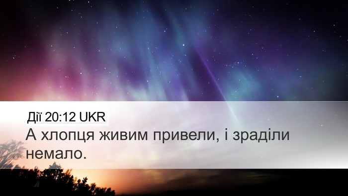 Дії 20:12 UKR Bible Verse Image