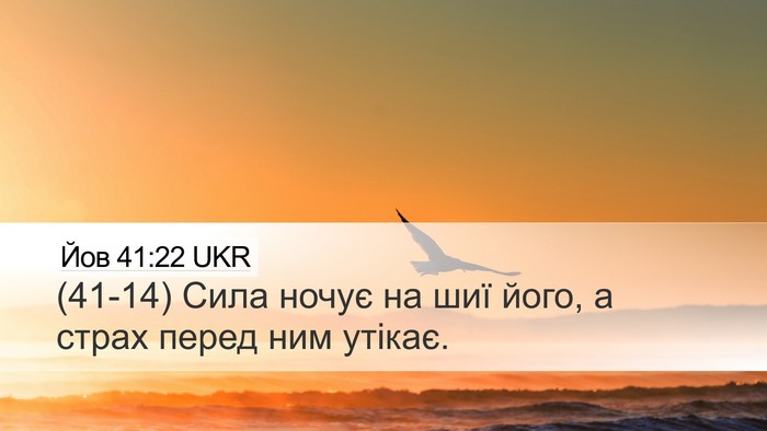 Йов 41:22 UKR Desktop Wallpaper - (41-14) Сила ночує на шиї його, - Desktop Bible Verse Wallpaper