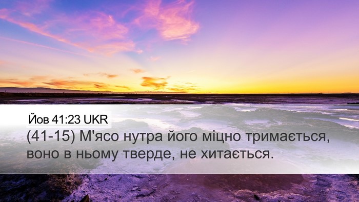 Йов 41:23 UKR Desktop Wallpaper - (41-15) М'ясо нутра його міцно - Desktop Bible Verse Wallpaper
