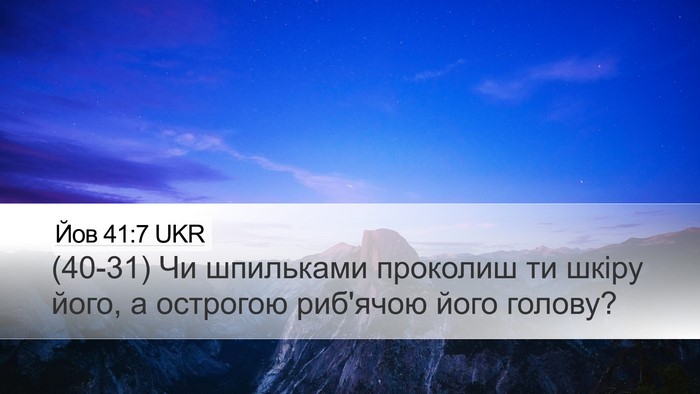 Йов 41:7 UKR Desktop Wallpaper - (40-31) Чи шпильками проколиш - Desktop Bible Verse Wallpaper