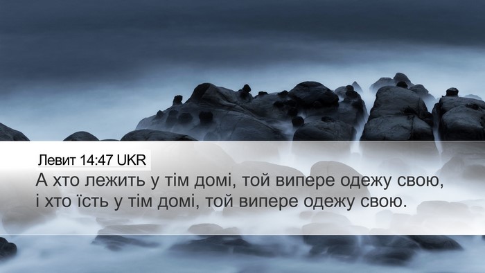 Левит 14:47 UKR Desktop Wallpaper - А хто лежить у тім домі, той - Desktop Bible Verse Wallpaper
