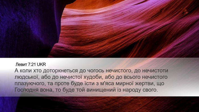 Левит 7:21 UKR Desktop Wallpaper - А коли хто доторкнеться до - Desktop Bible Verse Wallpaper