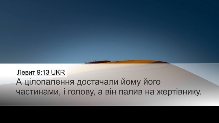 Левит 9:13 UKR Desktop Wallpaper - А цілопалення достачали - Desktop Bible Verse Wallpaper