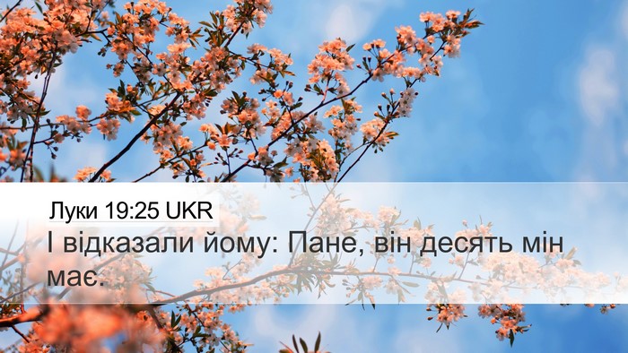 Луки 19:25 UKR Desktop Wallpaper - І відказали йому: Пане, він - Desktop Bible Verse Wallpaper