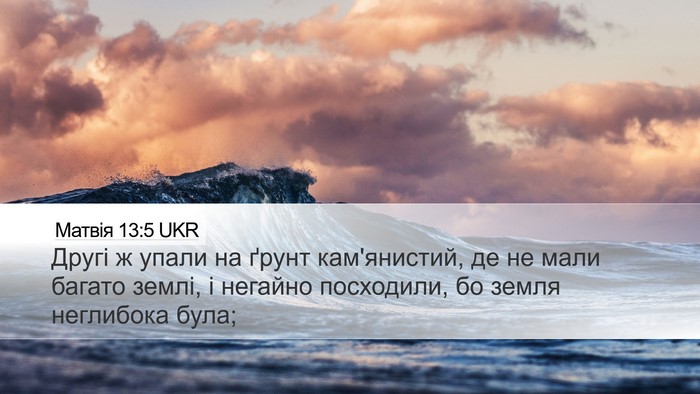 Матвія 13:5 UKR Desktop Wallpaper - Другі ж упали на ґрунт - Desktop Bible Verse Wallpaper