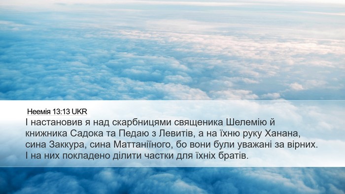 Неемія 13:13 UKR Desktop Wallpaper - І настановив я над - Desktop Bible Verse Wallpaper