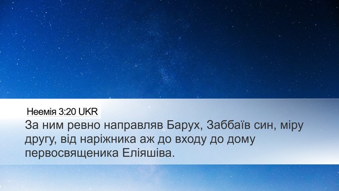 Неемія 3:20 UKR Desktop Wallpaper - За ним ревно направляв - Desktop Bible Verse Wallpaper