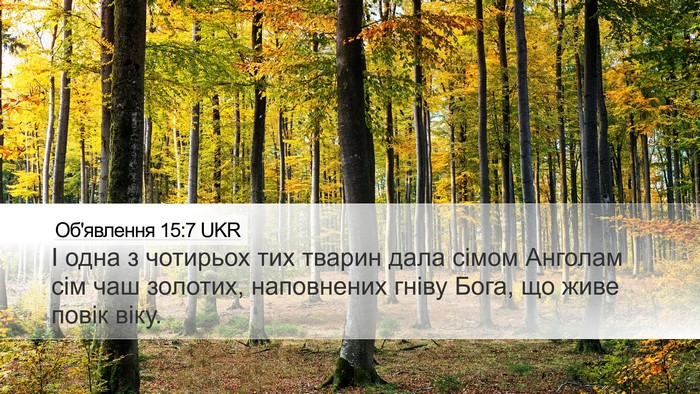 Об'явлення 15:7 UKR Desktop Wallpaper - І одна з чотирьох тих - Desktop Bible Verse Wallpaper