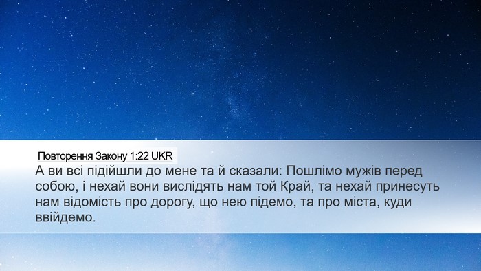 Повторення Закону 1:22 UKR Bible Verse Image