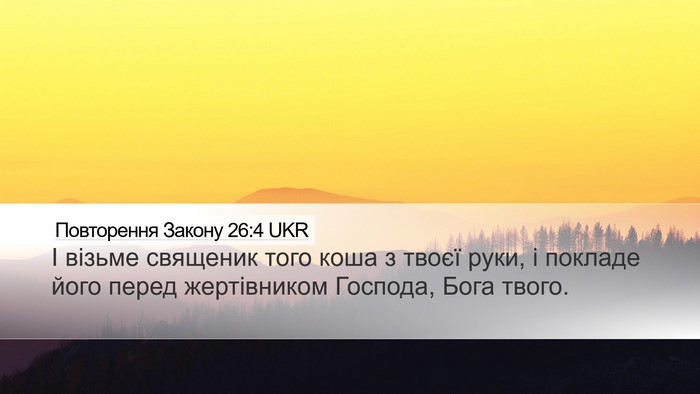 Повторення Закону 26:4 UKR Desktop Wallpaper - І візьме священик того - Desktop Bible Verse Wallpaper