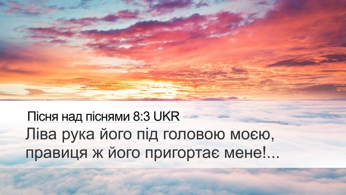 Пісня над піснями 8:3 UKR Bible Verse Image