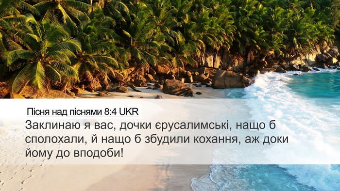 Пісня над піснями 8:4 UKR Bible Verse Image