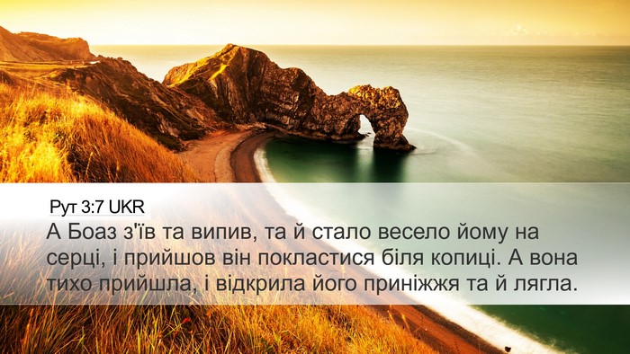 Рут 3:7 UKR Desktop Wallpaper - А Боаз з'їв та випив, та й - Desktop Bible Verse Wallpaper