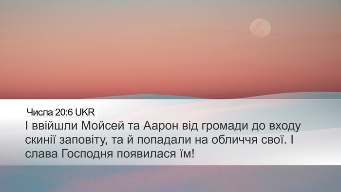 Числа 20:6 UKR Bible Verse Image