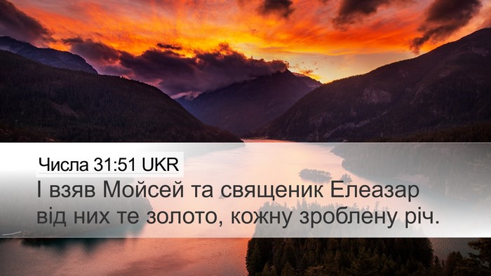 Числа 31:51 UKR Desktop Wallpaper - І взяв Мойсей та священик - Desktop Bible Verse Wallpaper