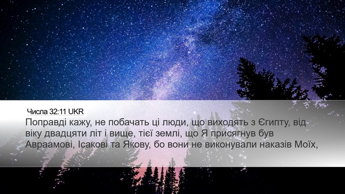 Числа 32:11 UKR Desktop Wallpaper - Поправді кажу, не побачать - Desktop Bible Verse Wallpaper