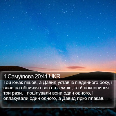 1 Самуїлова 20:41 UKR Bible Verse Image