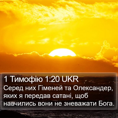 1 Тимофію 1:20 UKR Bible Verse Image